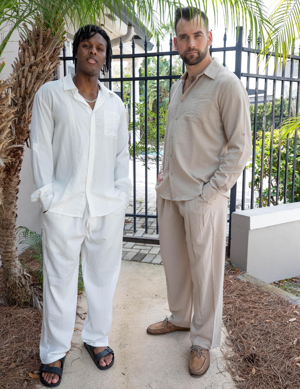 COOFANDY Mens Coordinated Outfit Linen Shirt and Pant Set 2 Piece Beach Wedding