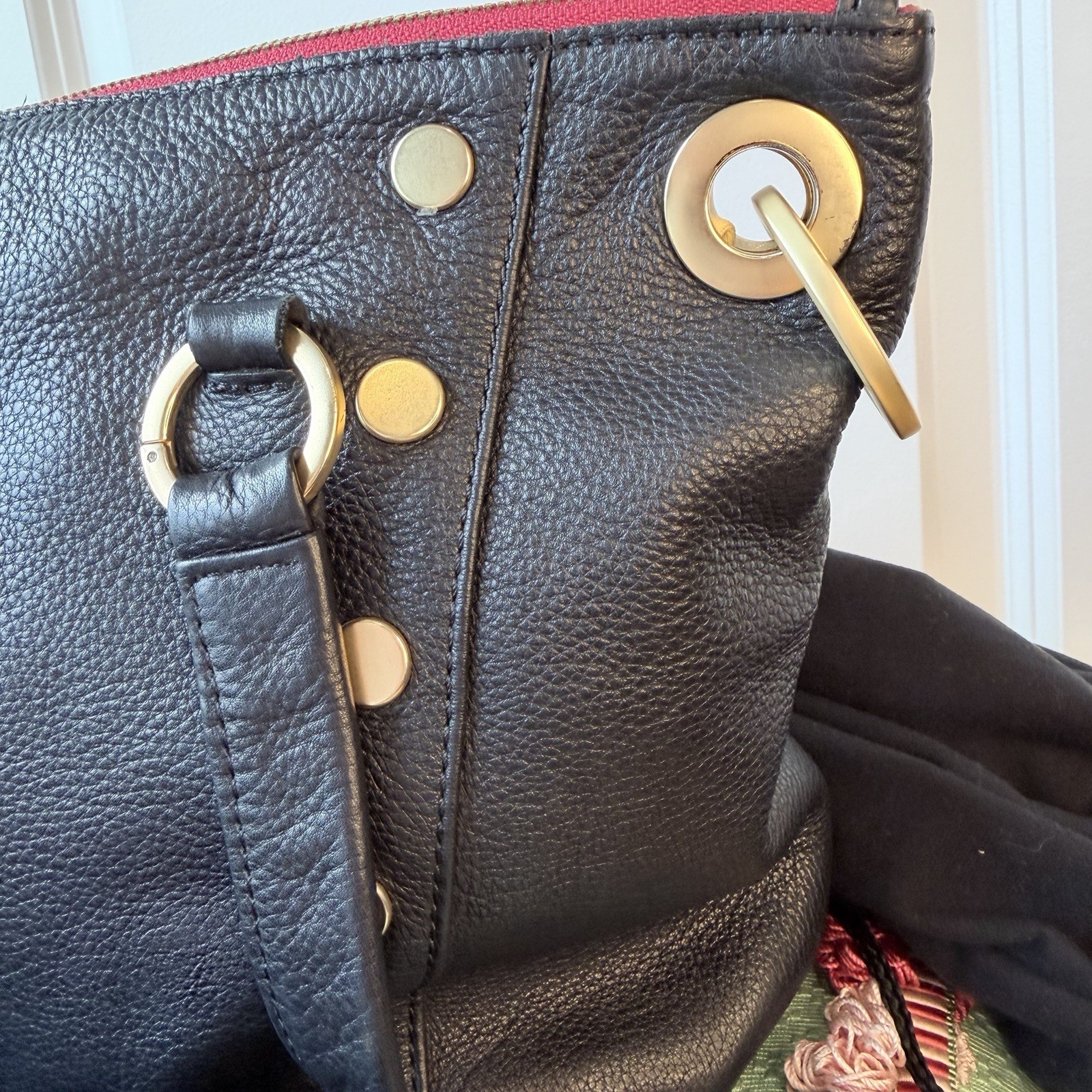 Hammitt Daniel Black Medium Satchel With Gold Studs & Detachable Crossbody Strap