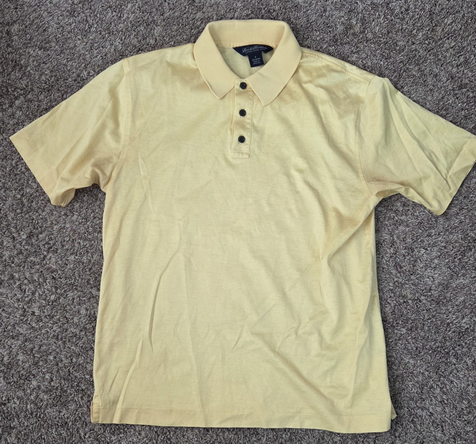 Brooks Brothers Polo Shirt Mens S Yellow Slim Fit 1818 100% Cotton Preppy Norm