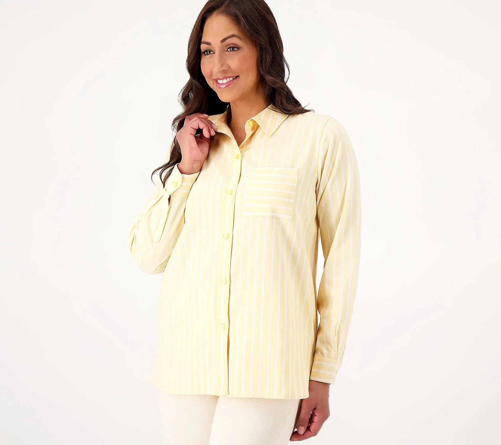 Encore by Idina Menzel Regular Poplin Button Down Shirt Sun Oyster XS New