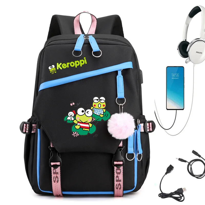 Kerokero/Keroppi/frog Backpack Rucksack School Bags USB Charging Backpack