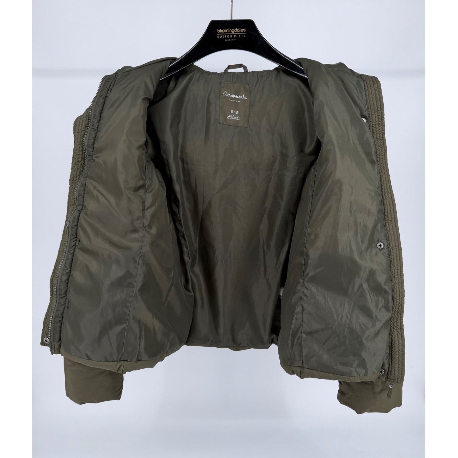 Aeropostale Olive Green Toggle Puffer Jacket Hooded Duffle Coat 8623AF13