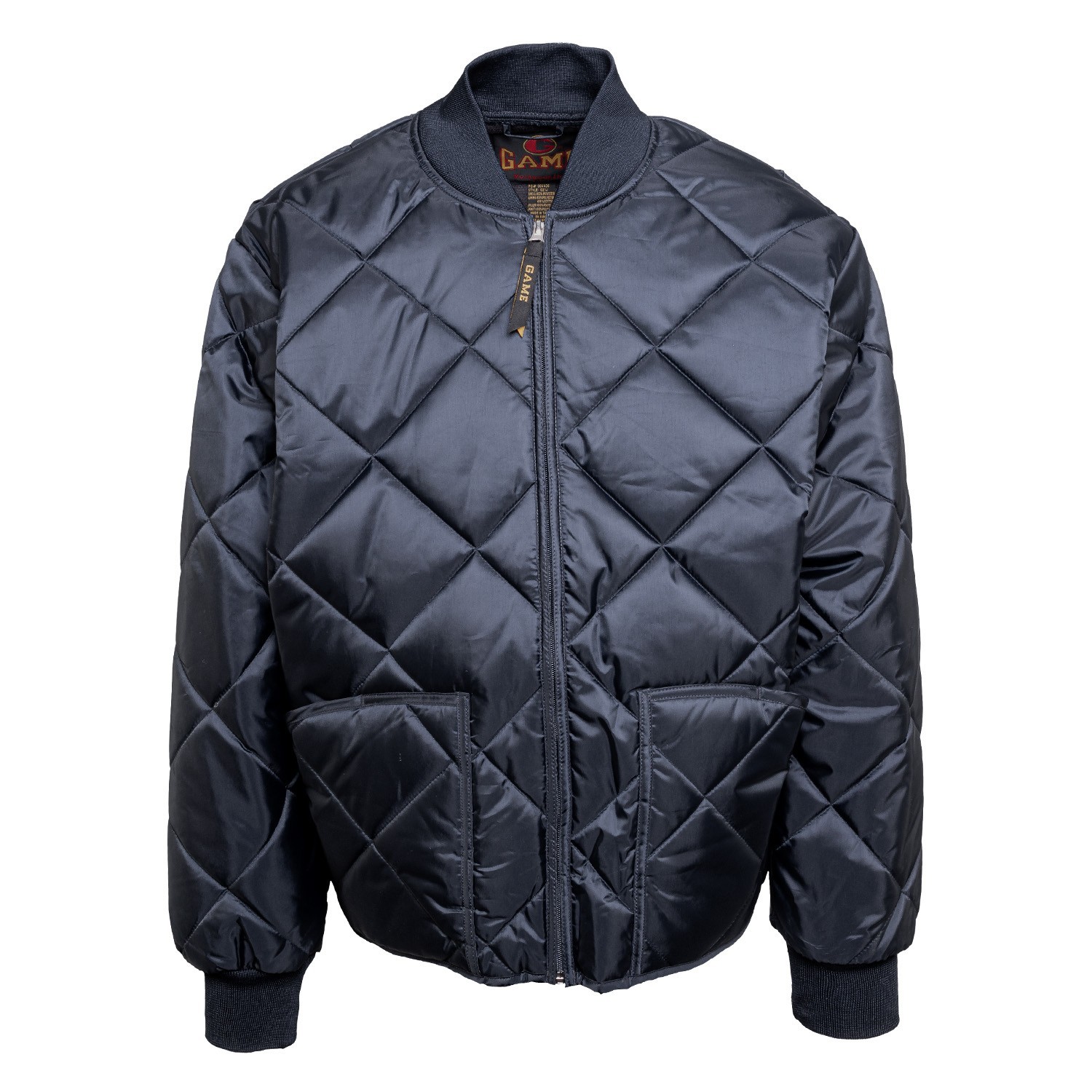 NEW Embroidered GAME Apparel Men’s 1221-J The Bravest Diamond Quilt Jacket Navy