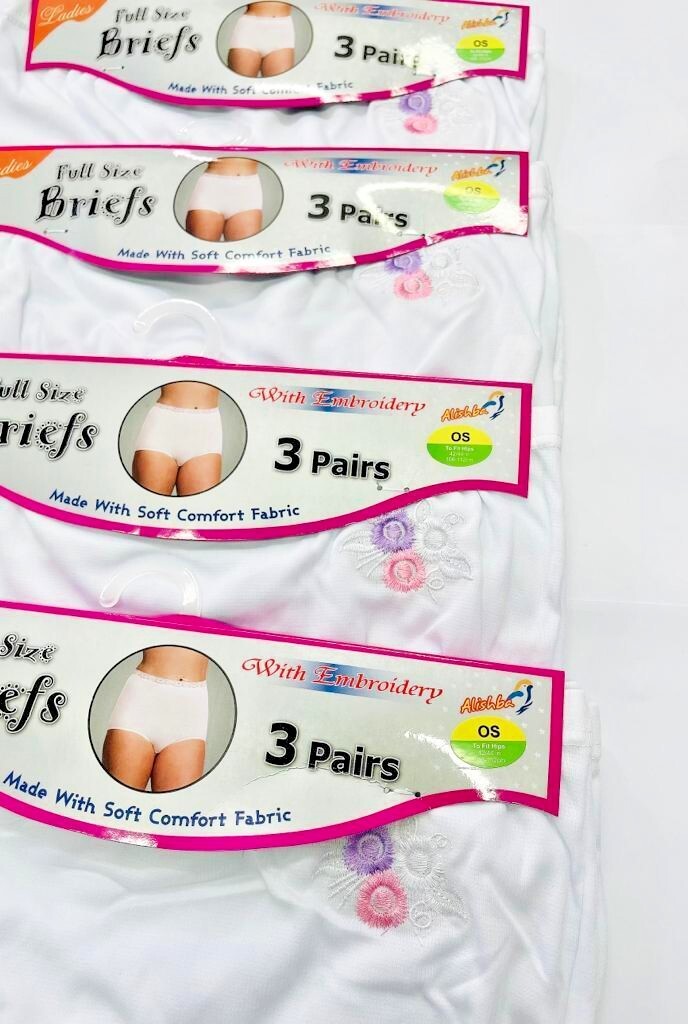 12 PAIRS LADIES CORNER FLOWER TUNNEL ELASTIC FULL SIZE BRIEFS