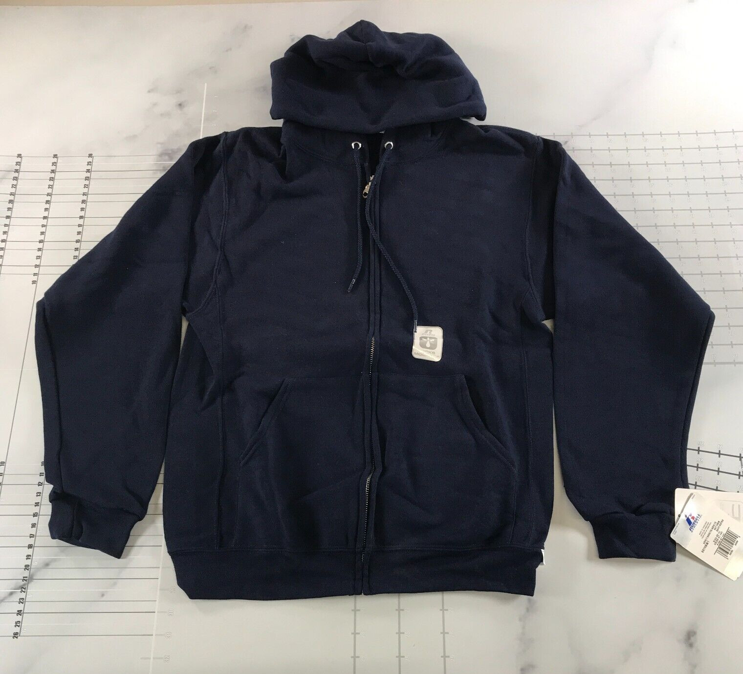 Russell Athletic Hoodie Sweatshirt Mens Small Navy Blue Thick Cotton Blend
