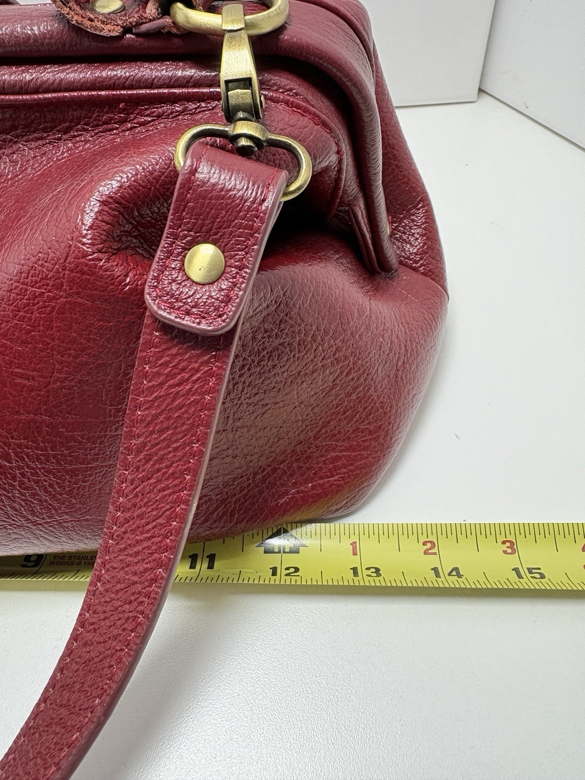 Ameri Leather Hillary Crossbody Red Bag W/ Handle Doctor Bag 13” X 6.75. 6.75