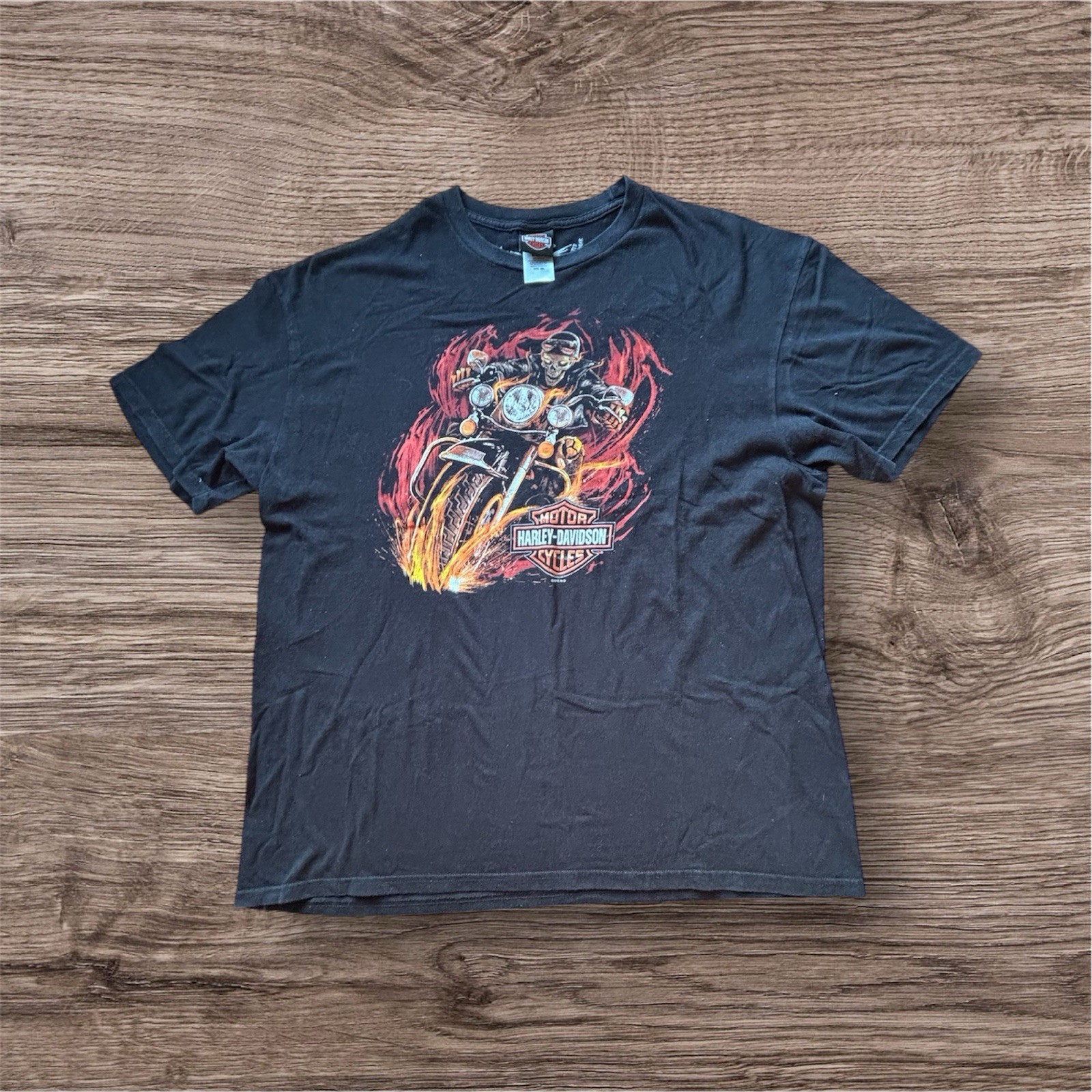 Harley Davidson Black T Shirt 2XL XXL Double Sided Oman
