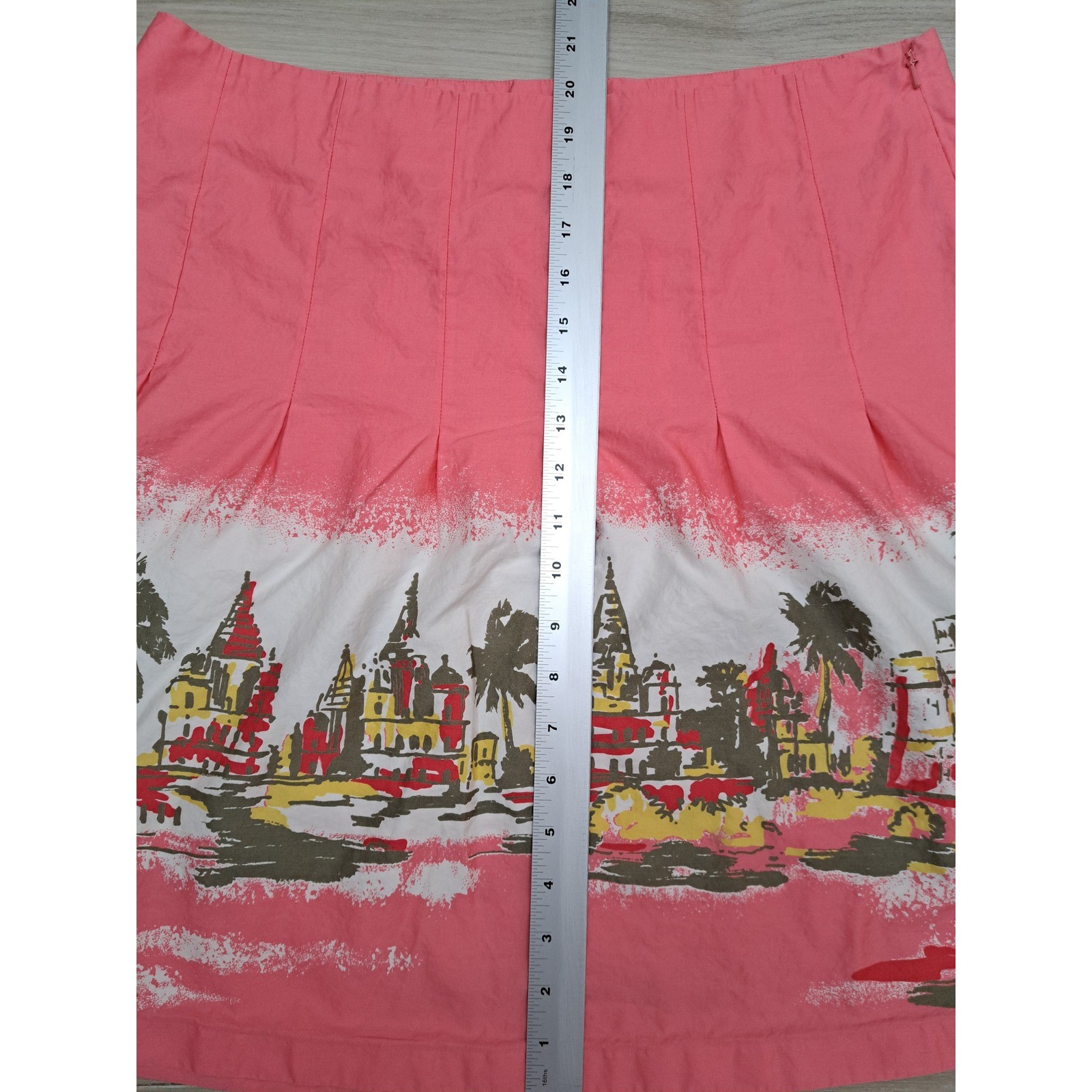 Old Navy Pink Tropical Border Print A-Line Skirt Just Below Waist Size 10 Y2K