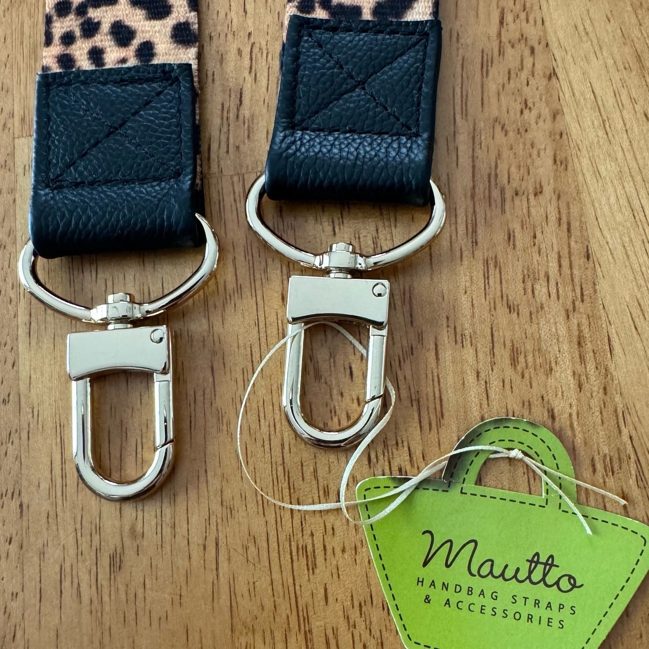 New Mautto Cheetah Leopard Print Handbag Strap 1.5″ Wide 48″ Long Gold Tone