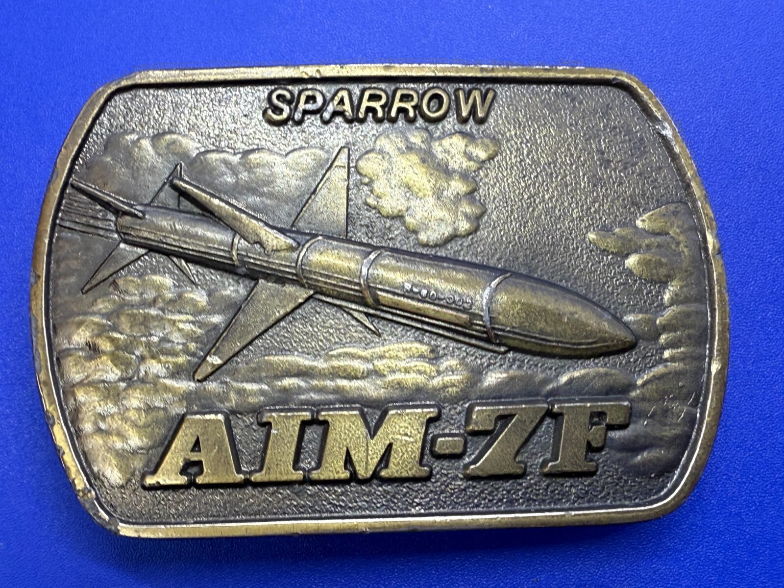 Sparrow AIM-7F Reliable Missiles Warhead Rocket Military Lewis Belt Buckle