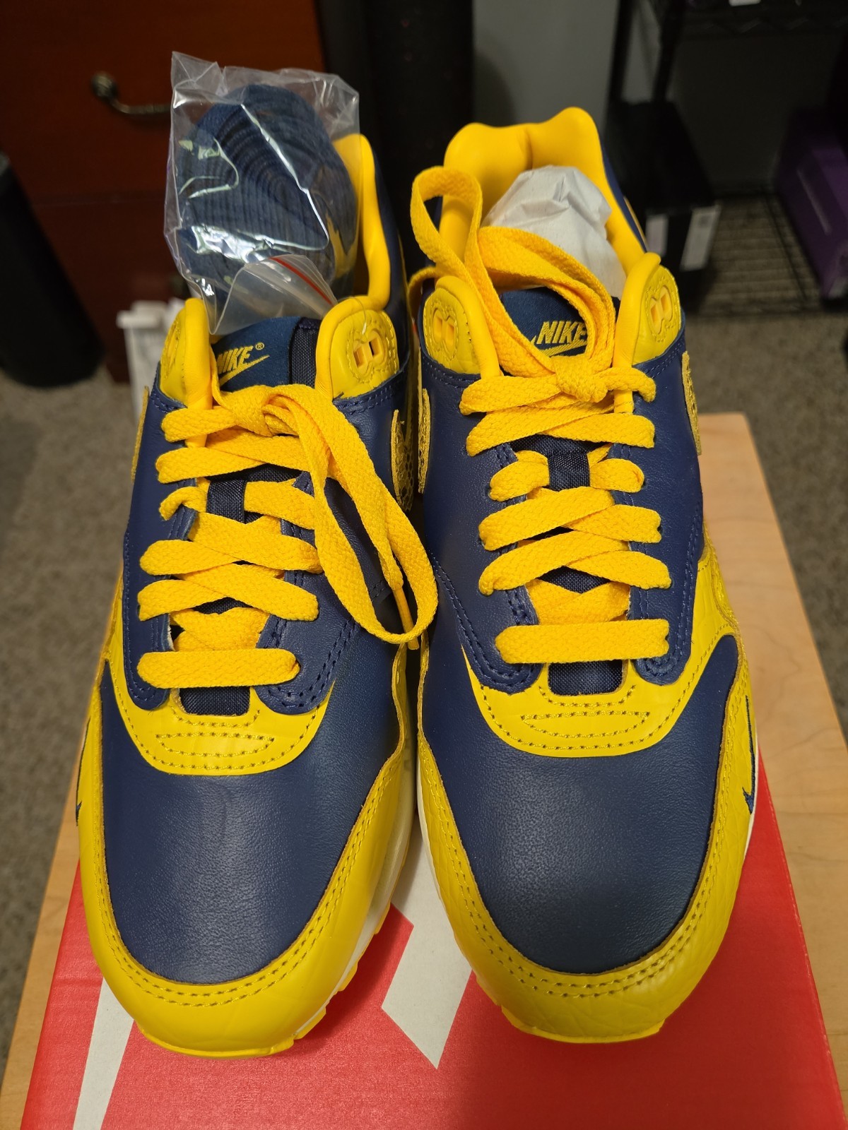 Air Max 1 PRM Michigan “Head To Head” FJ5479-410 Sz 6M/7.5W New W/ Box