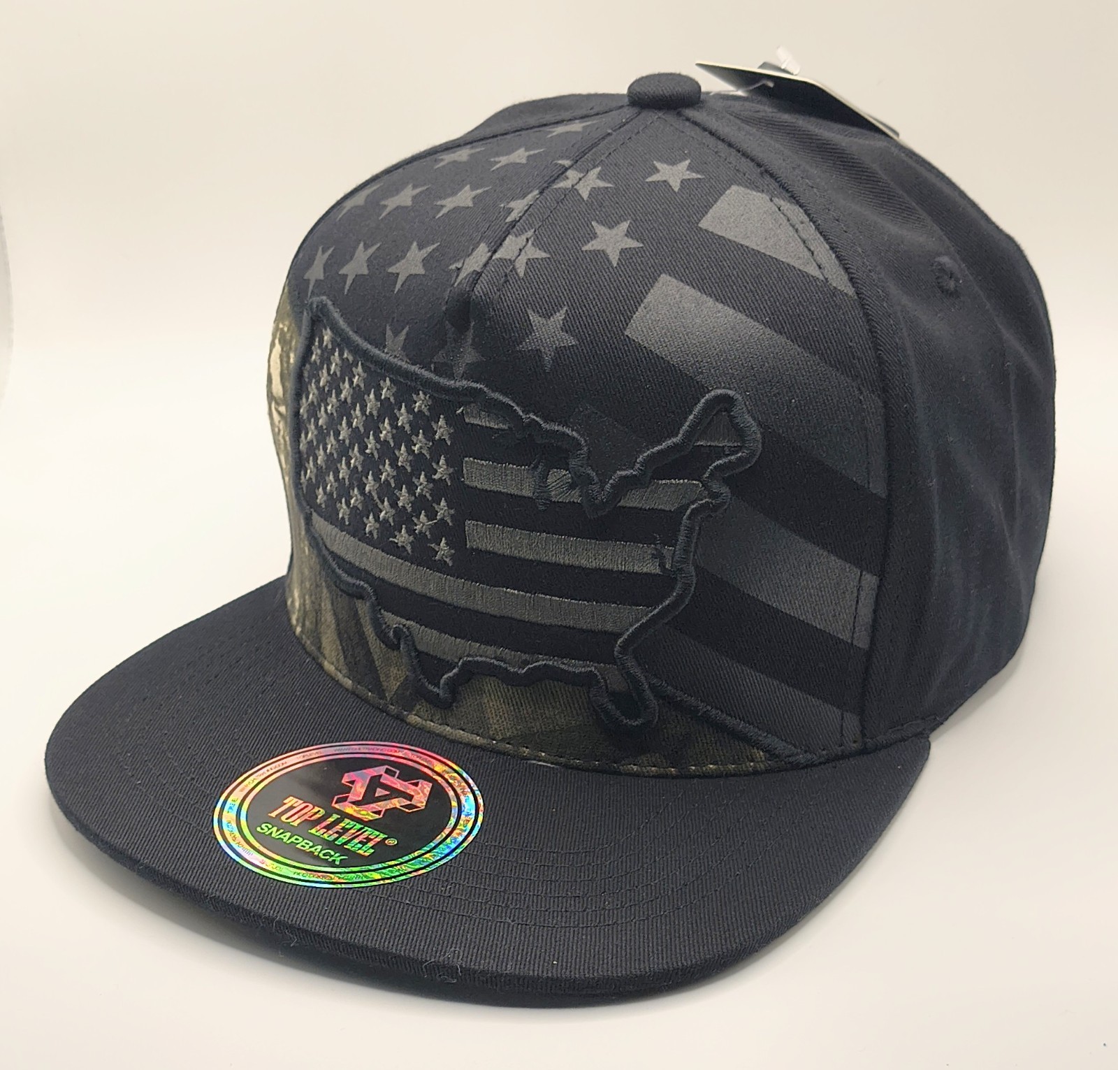 New Top Level United States Map Flag Flat Brim Snapback Hat * USA * Black/Camo