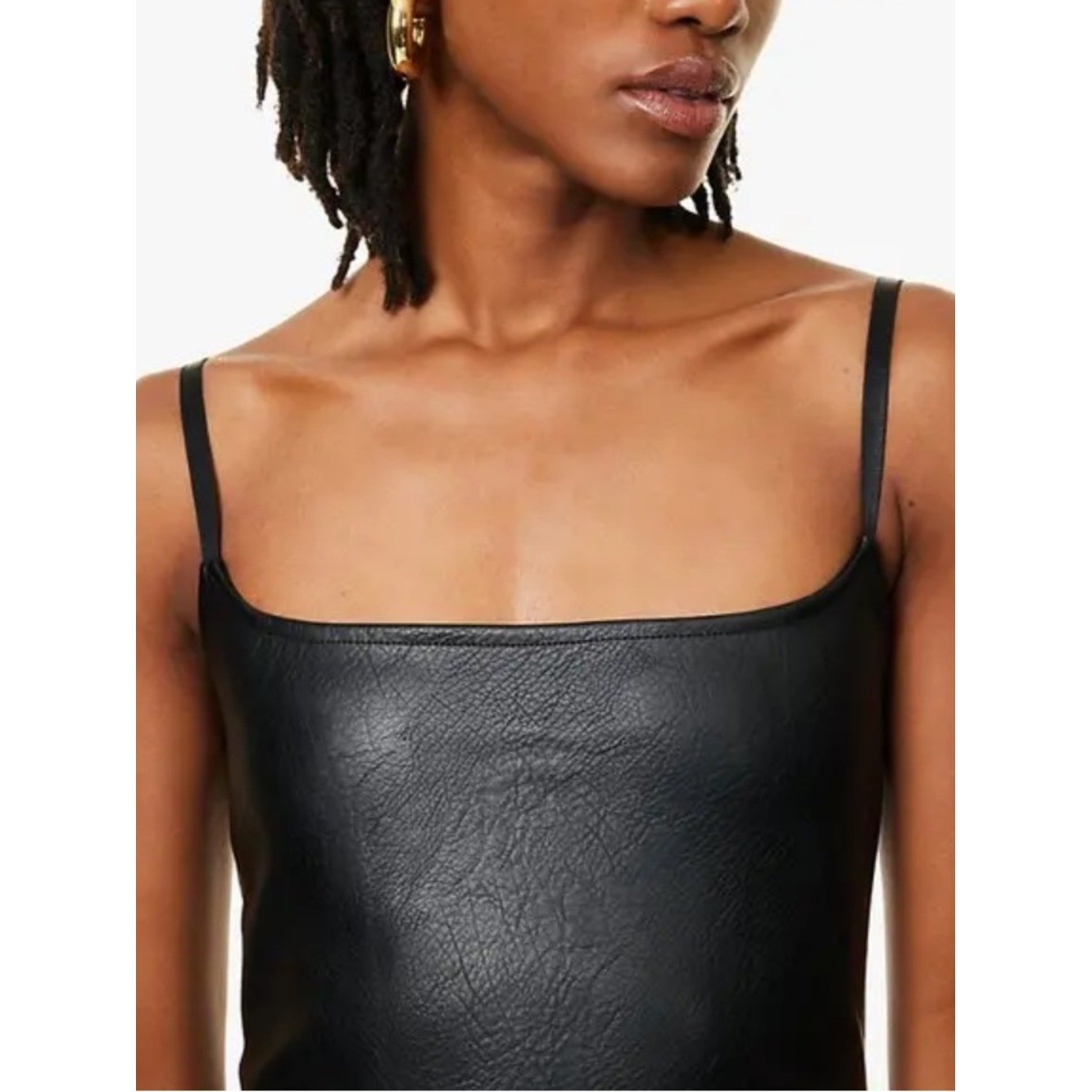 GOOD AMERICAN Faux Leather Cami Mini Dress in Black size 2XL