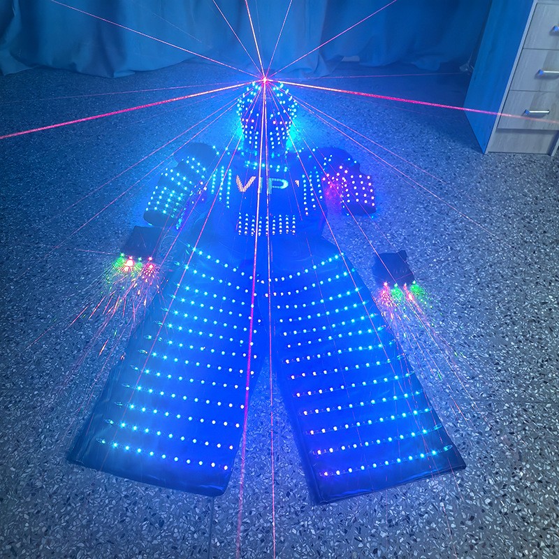 LED Luminous Robot Illuminated Armor Suit Costume Helmet Gloves DJ Bar KTV Prop