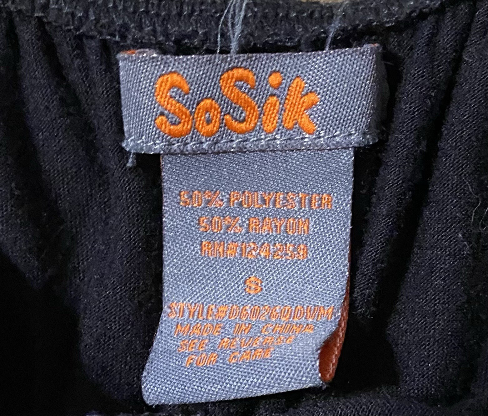 So Sik Black Dress T-shirt Knit Fabric Deep V-Neck Size Small Cute Swim Cover