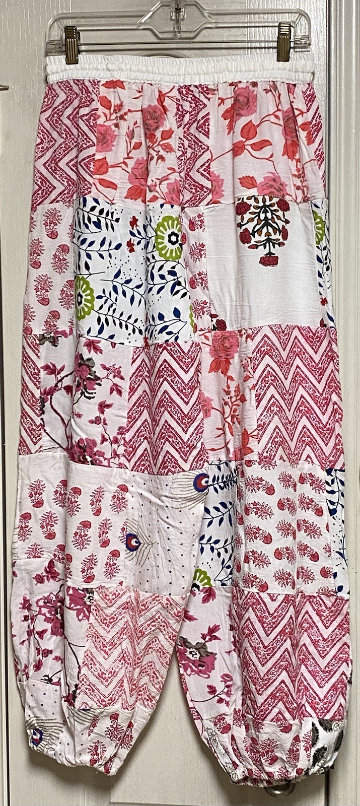 Boho Bloomers With Floral/Fauna Graphics On White Rayon Background-Gathered Legs
