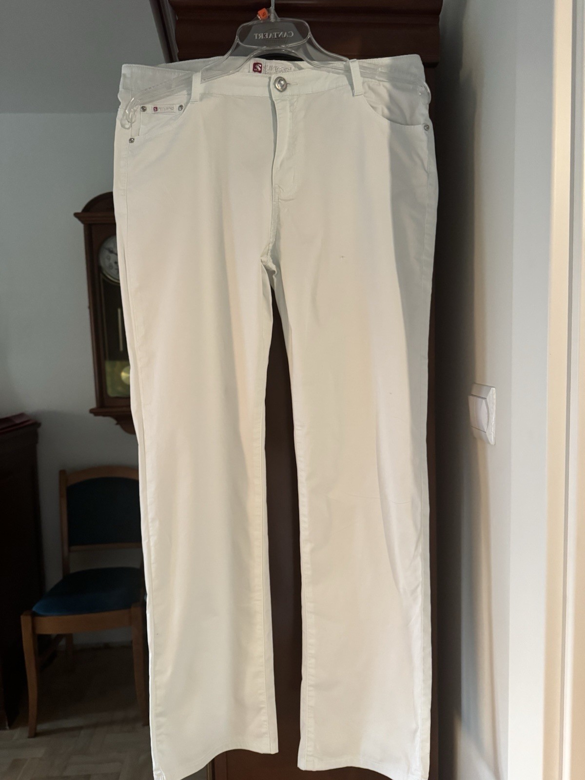 Sunbird women’s jeans cotton elastane summer with rhinestones XL/W/34 white