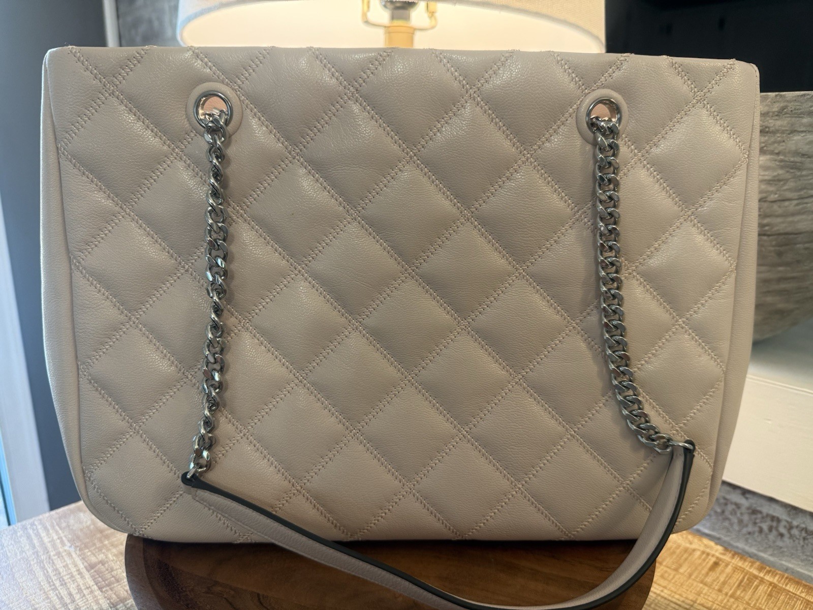 Tory Burch Quilted Leather Willow Tote in Blush Pink