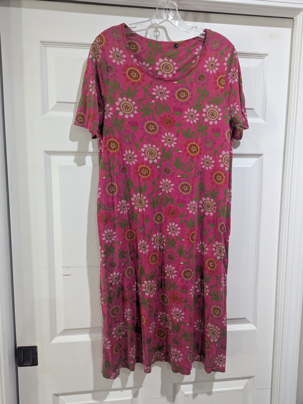 Gudrun Sjoden Knit Jersey Cotton Pink Dress Floral Women’s Medium