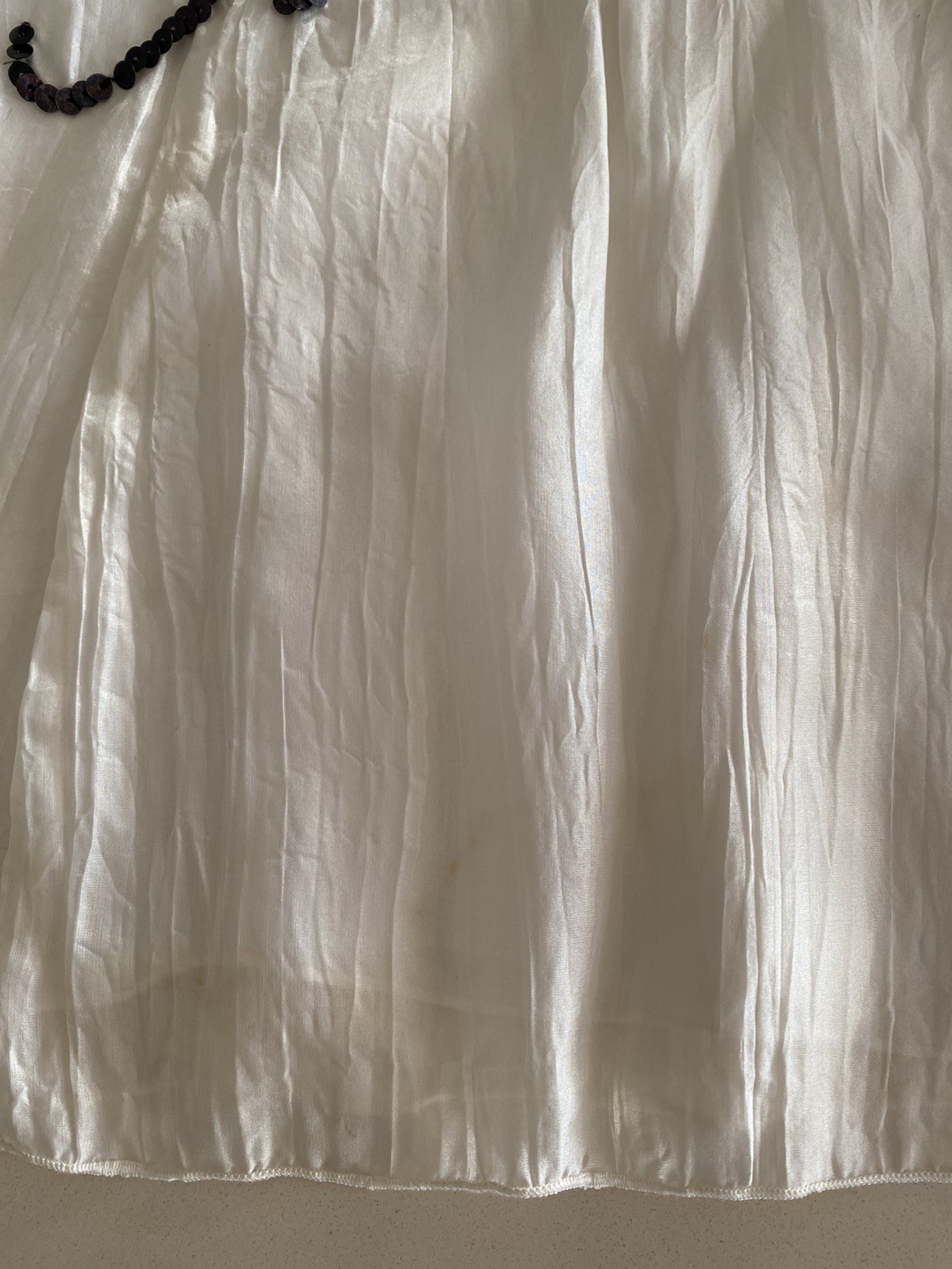 MAX & DG Italy White Silk cami top Black sequin Spaghetti Petite 160/84A NWOT