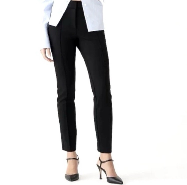 J. Crew Mario Bellucci Italian Cropped Ankle Pants Black Front Leg Seam Sz 2