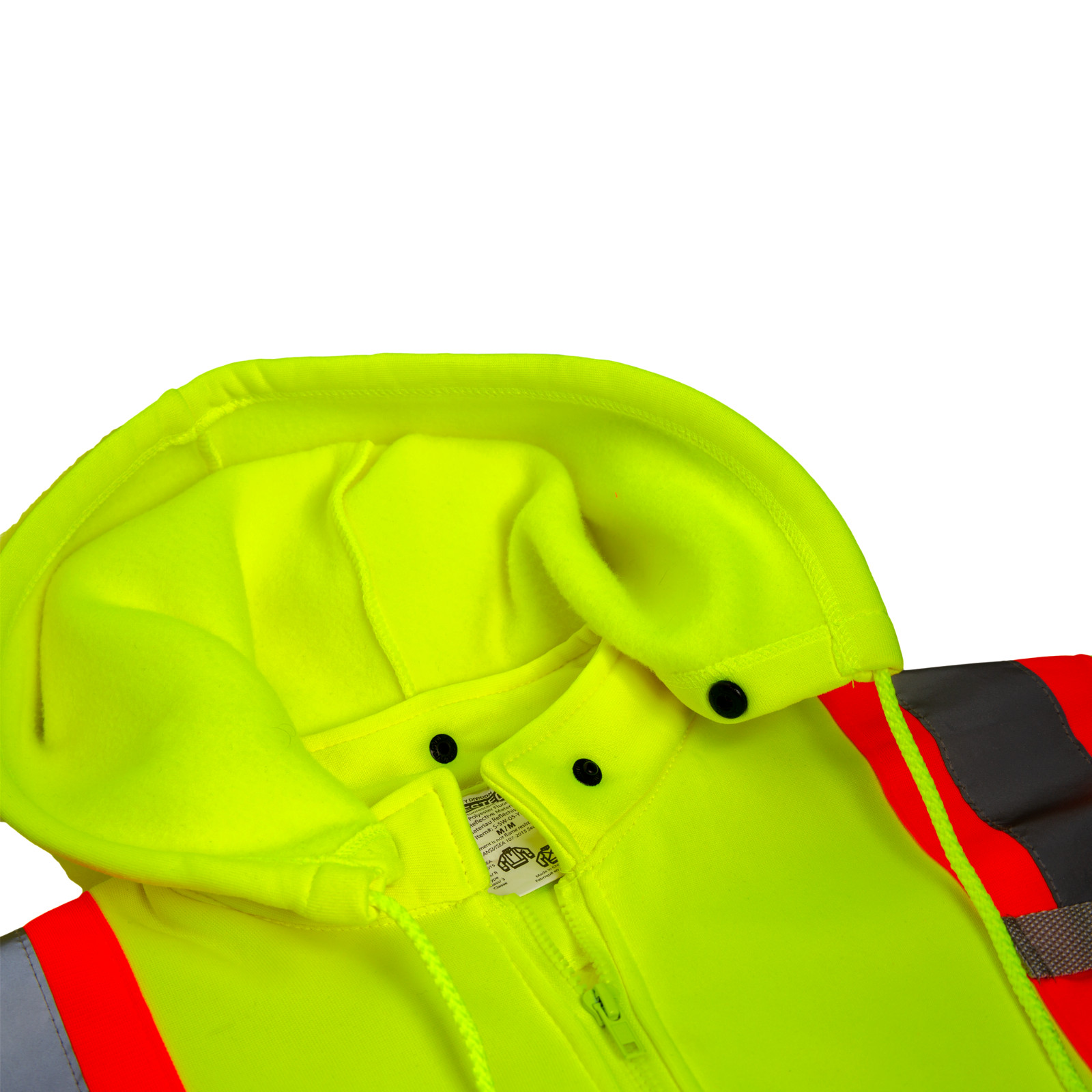 Men’s High Visibility Safety Hoodie Sweater Yellow with X on back Jorestech