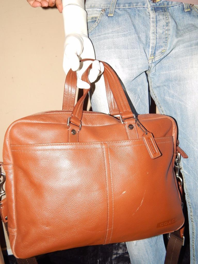 COACH Camden F70354 Brown Pebbled Leather Commuter Business Brief Case Man Bag