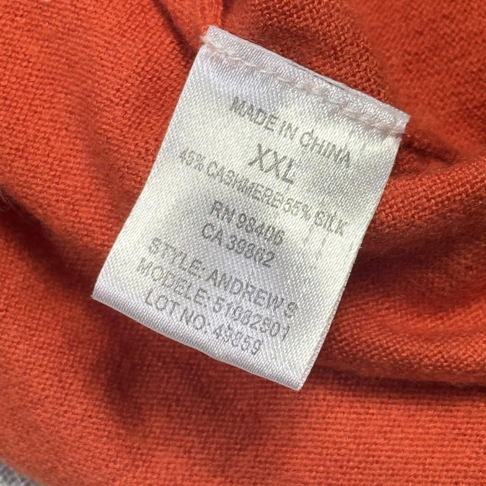 Theory Cashmere Silk Crew Neck Sweater Pullover Mens 2XL Orange