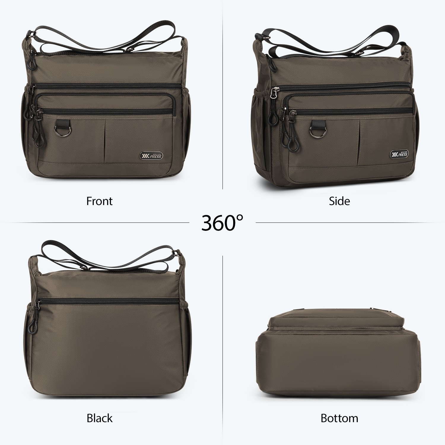 Multi Pocket Purse Lightweight Waterproof Shoulder Handbag Casual Travel Satchel