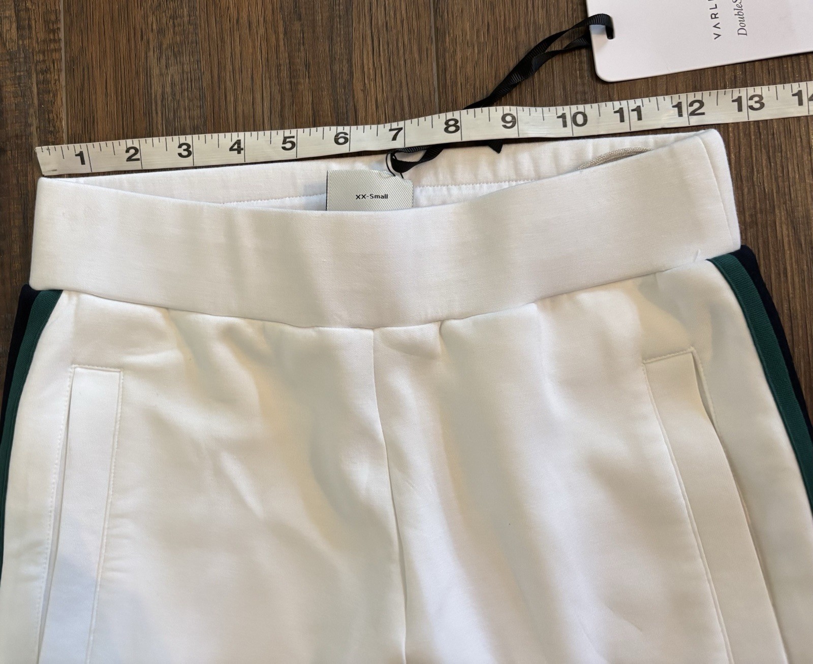 Varley DoubleSoft Slim Stripe Cuff Pants 26″ White Jogger Sweatpant XXS NWT $120
