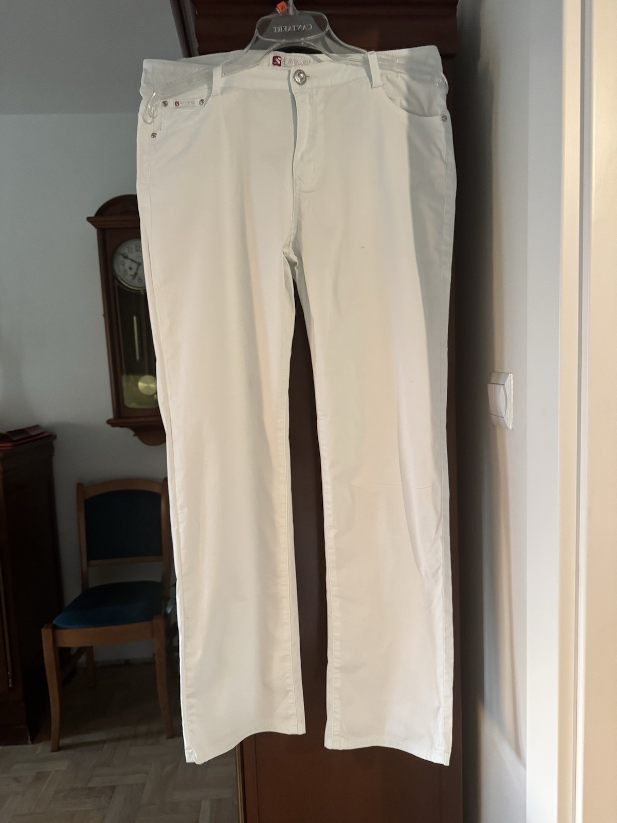 Sunbird women’s jeans cotton elastane summer with rhinestones XL/W/34 white