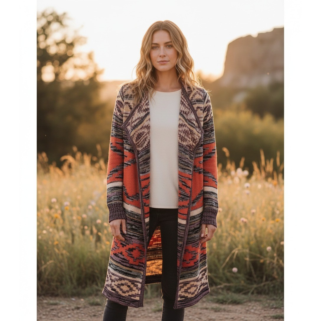 Miami M Cardigan Duster Tribal Boho Festival Indie Grunge Artsy Eclectic Funky