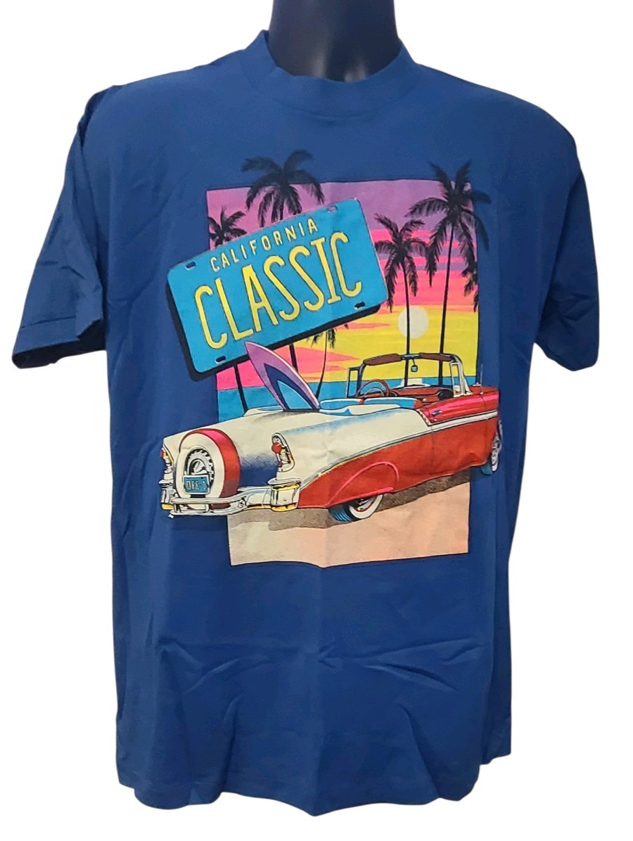 Vtg 1991 90s SSI California Classic Cars T- Shirt sz Large Surfing Beach Bel Air