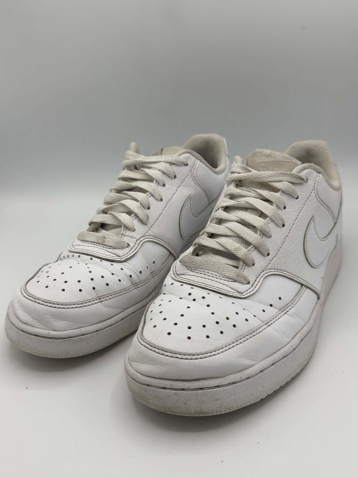 Nike Court Vision Low Men White Leather Sneakers Size 9.5 DH2987 100