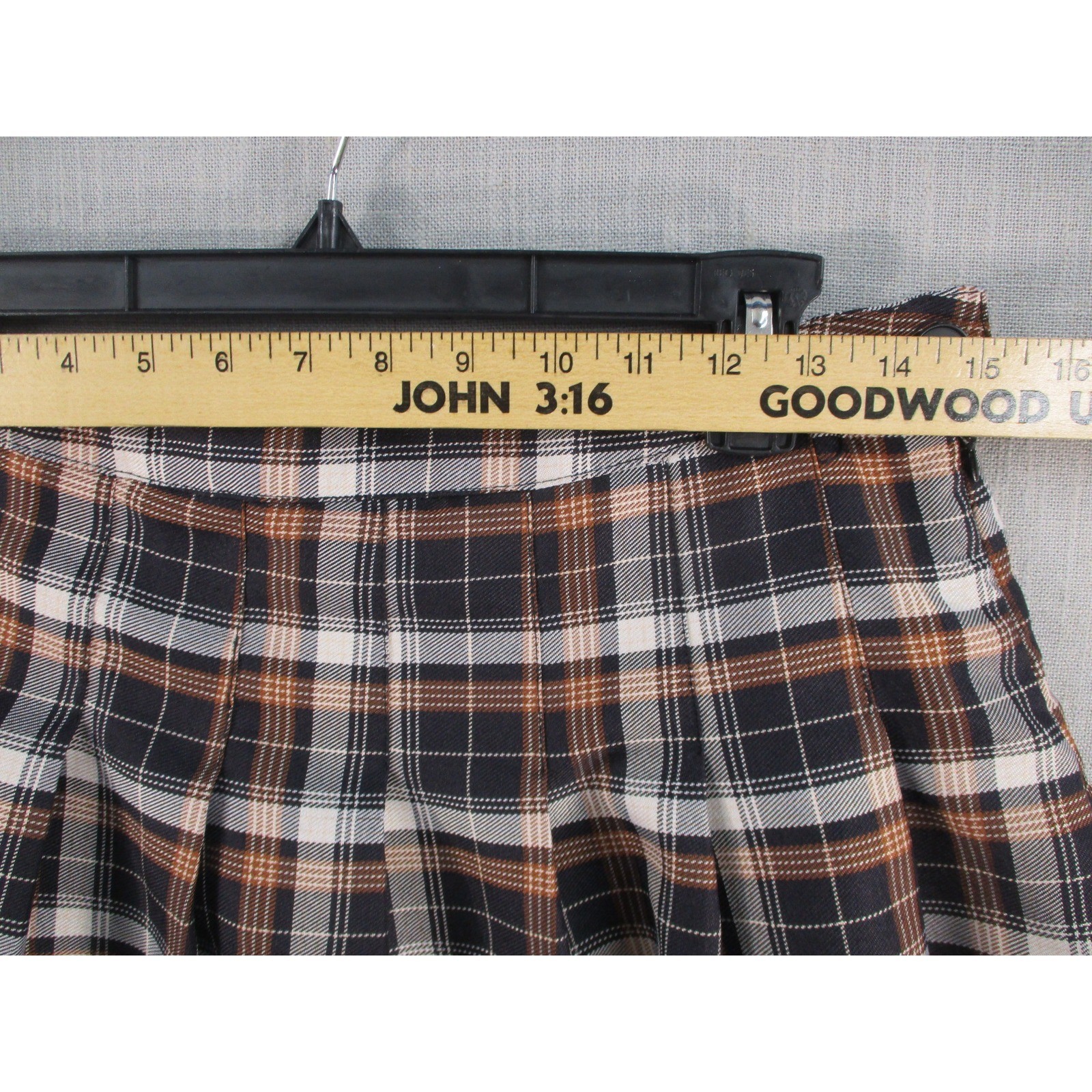 Hesperus Women Plaid Pleated Mini Skirt Brown Black White Academic Preppy Large