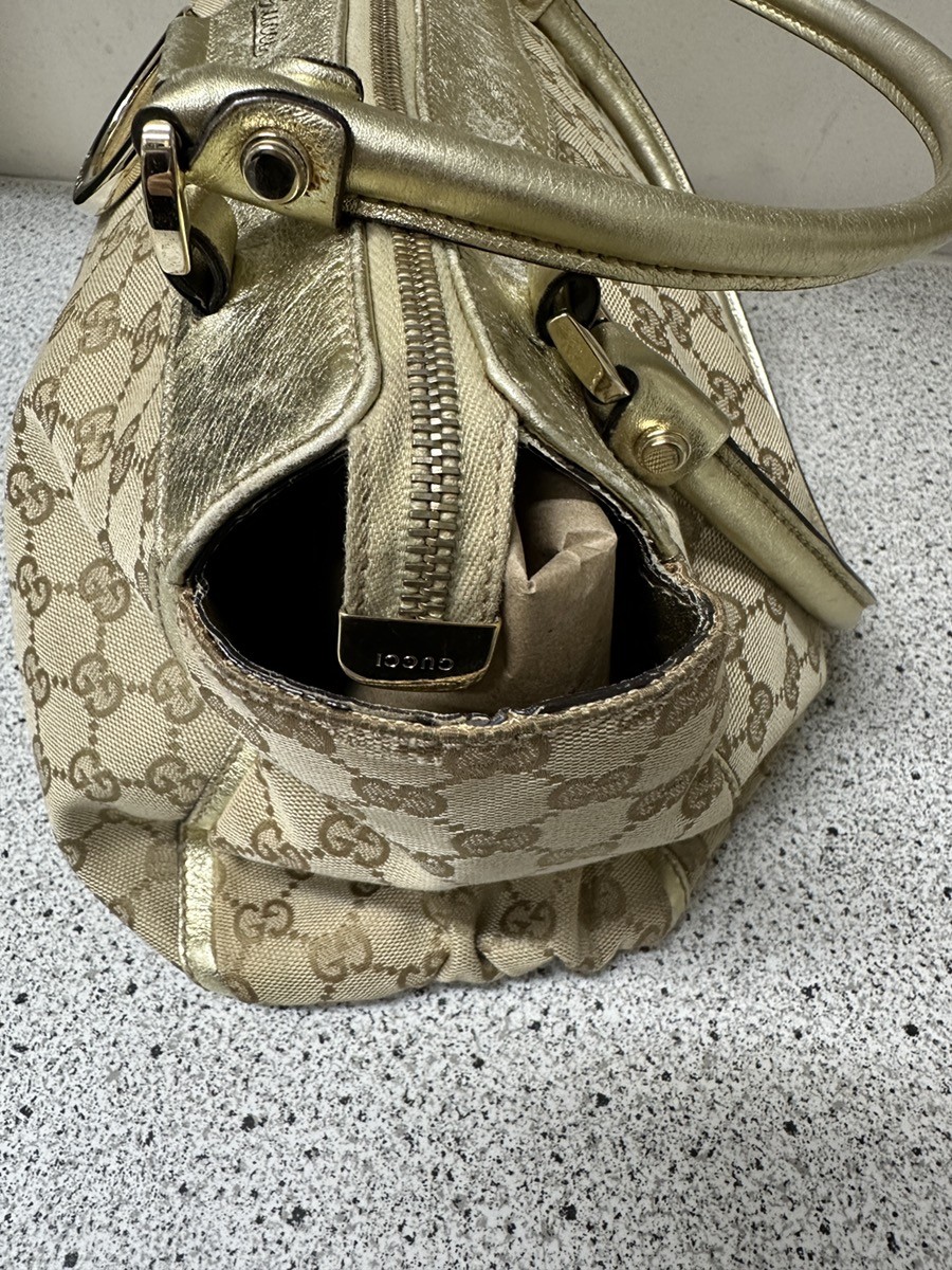 GUCCI BEIGE/EBONY GG CANVAS MEDIUM ABBEY TOTE BAG (HQ0021480)
