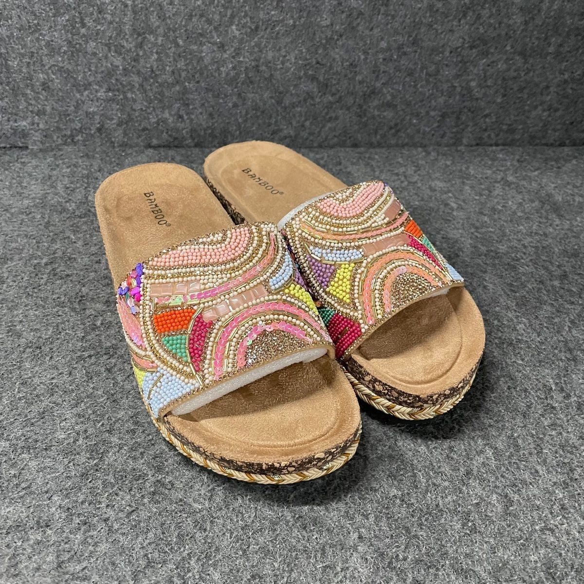 BAMBOO Clash 14 Embellished Sandals Women’s Size US 7 Multi
