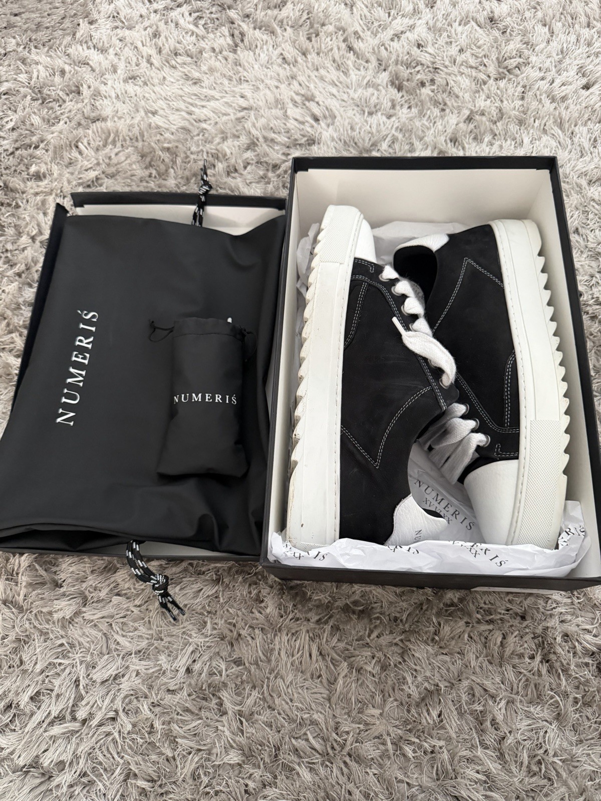 Numeris Black/White Low Top Lace-Up Sneakers Men’s Casual Made in Portugal