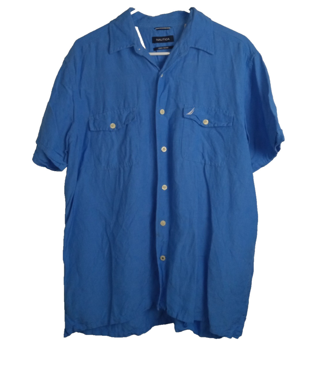 Nautica Linen blend Men’s Blue Short Sleeve Size L