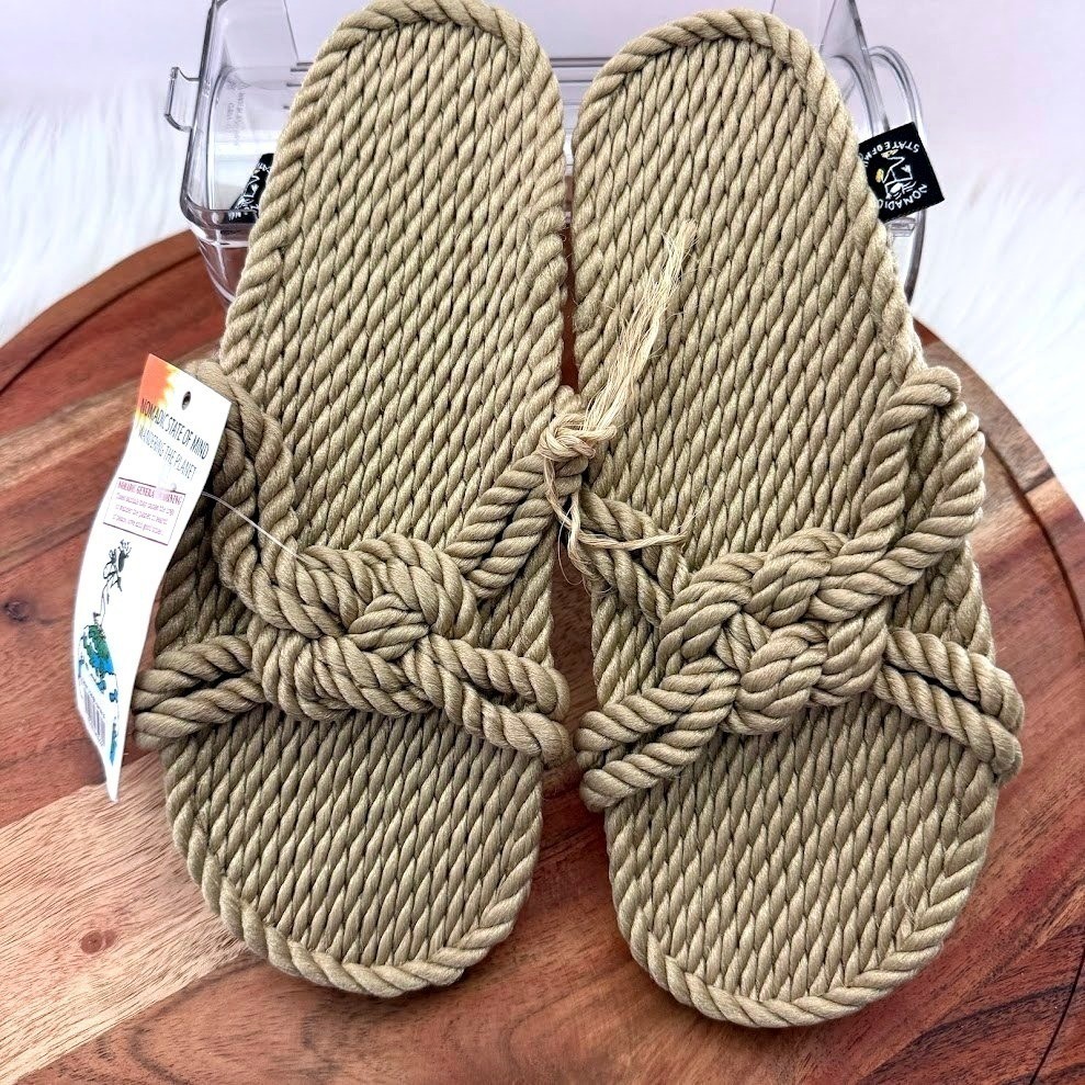 Nomadic State of Mind Womens 7 Sailors Delight Camel Tan Rope Sandals Vegan NEW