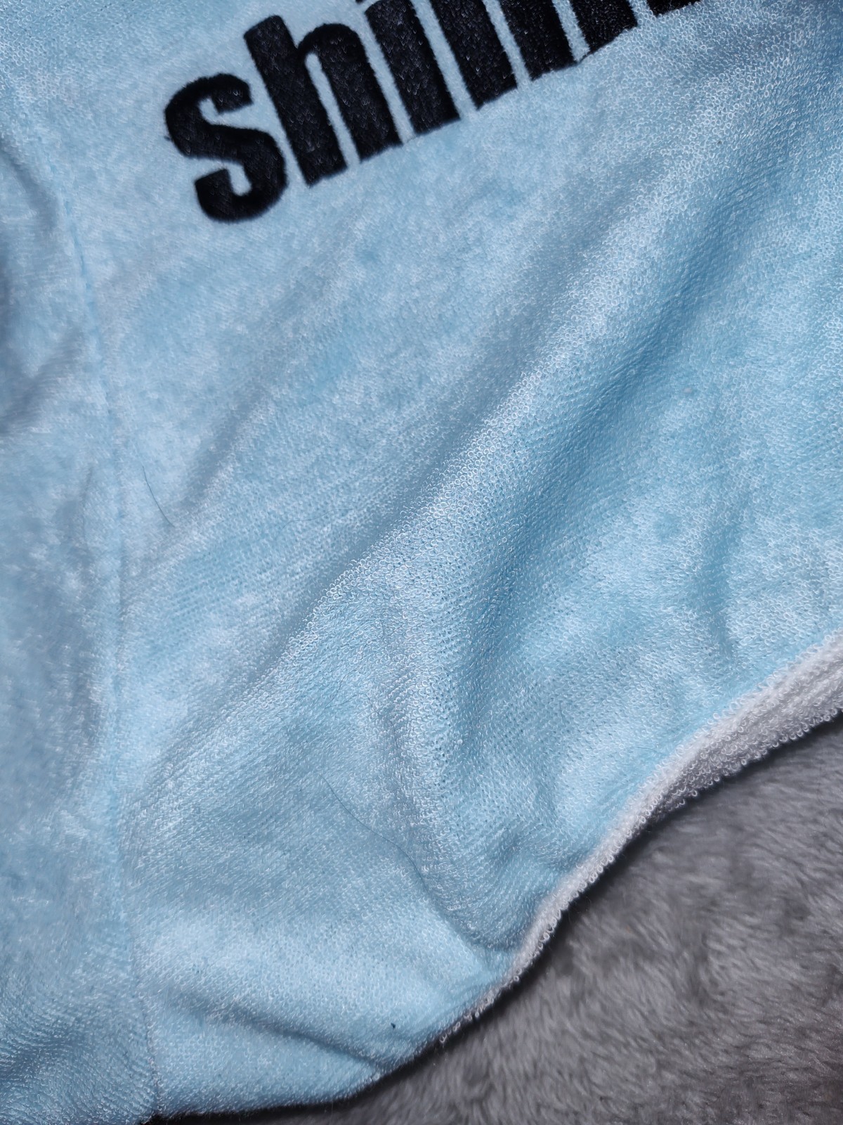 Blue Terry Cloth Towelling Shorts With I Love Shining Logo
