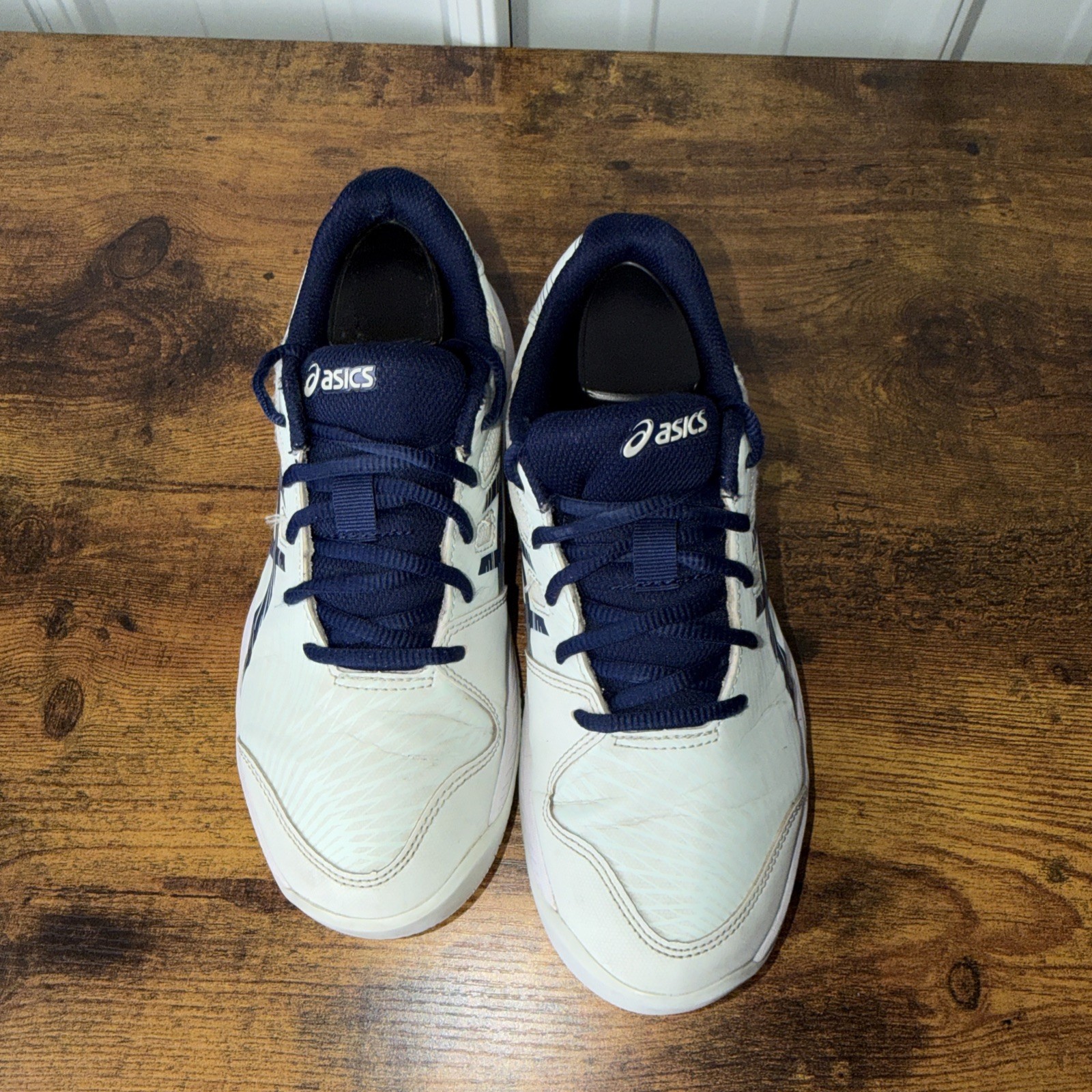 ASICS Shoes Men’s Size 5 Gel Game 9 Pickleball Shoes White Navy Blue Read