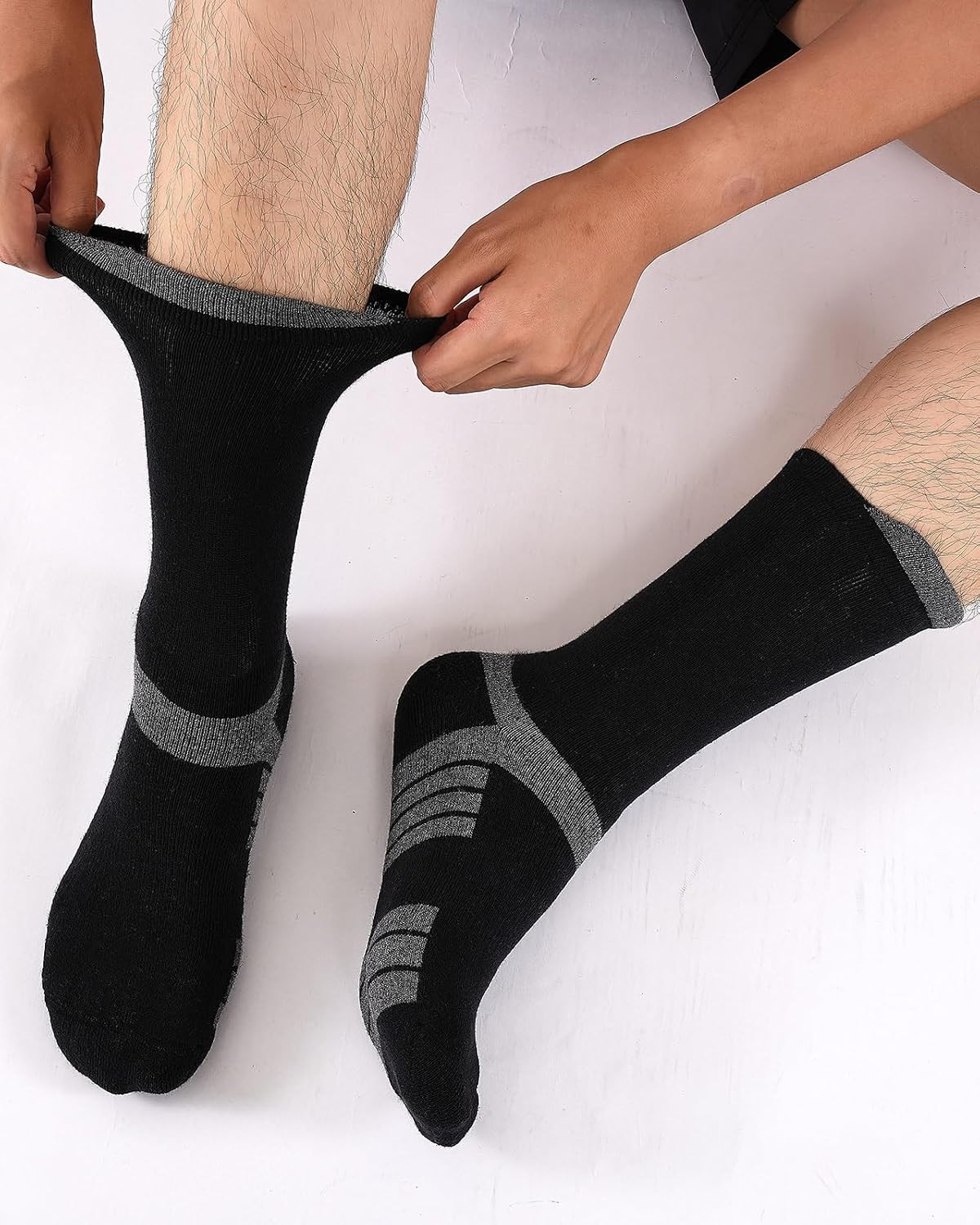 6 Pairs Men’s Cotton Crew Work Boot Socks, Moisture Athletic Sports Socks for Hi