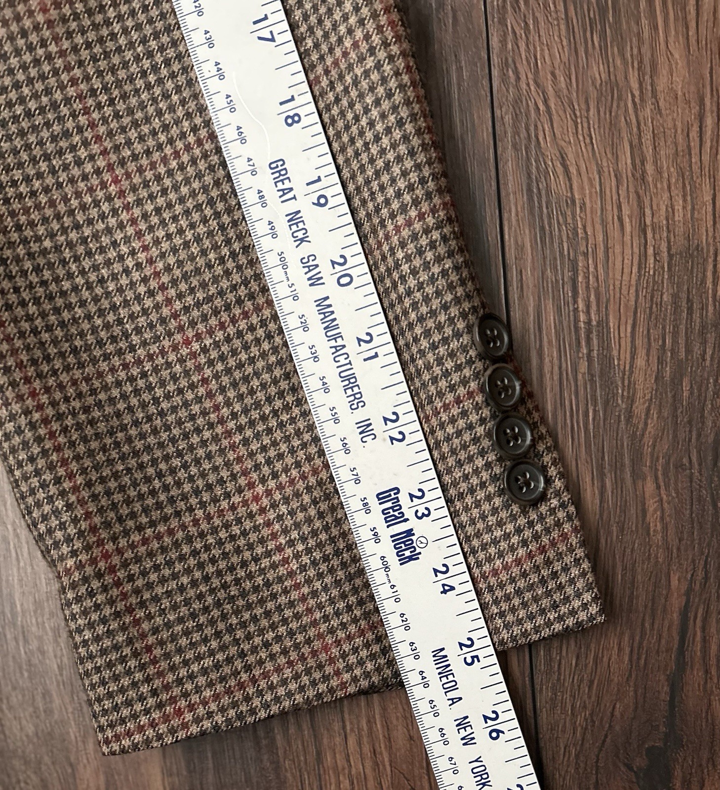 Brooks Brothers Madison Fit Blazer Mens 46L Brown Hounds Tooth Check Tweed