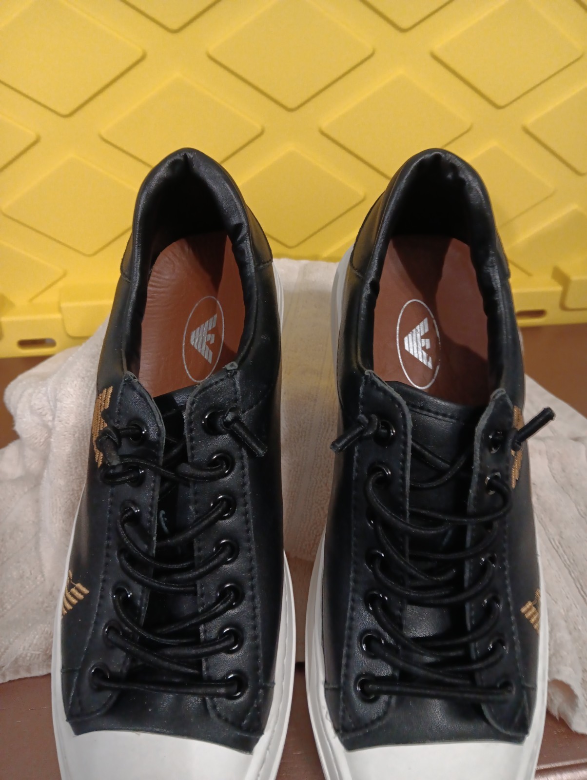 Emporium Armani Sneaker Action Leather Black+white And Gold Men’s 9.