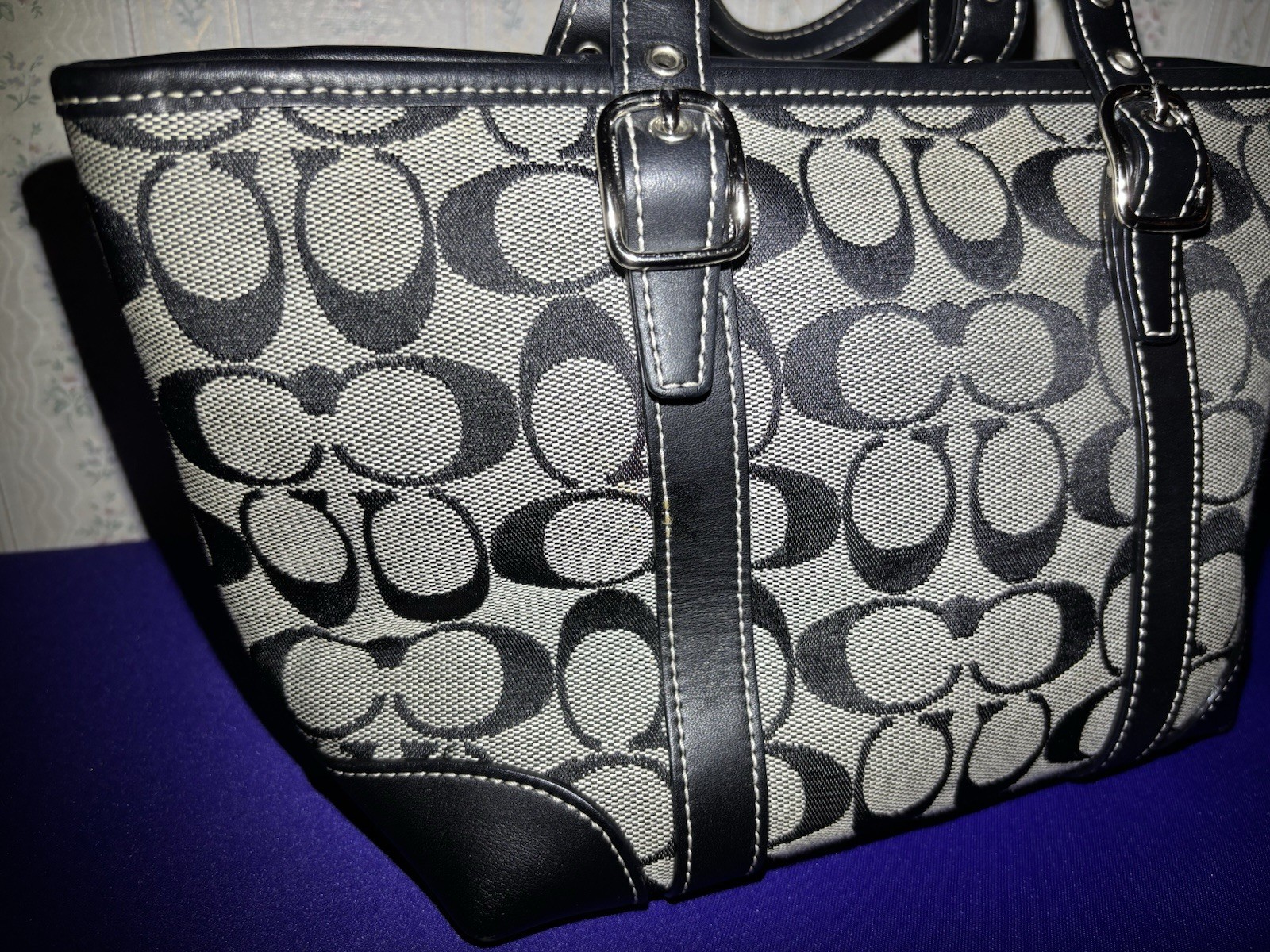 Vintage Coach Y2K Era Monogram Mini Tote 2002 F2J-6043 Signature Canvas Black