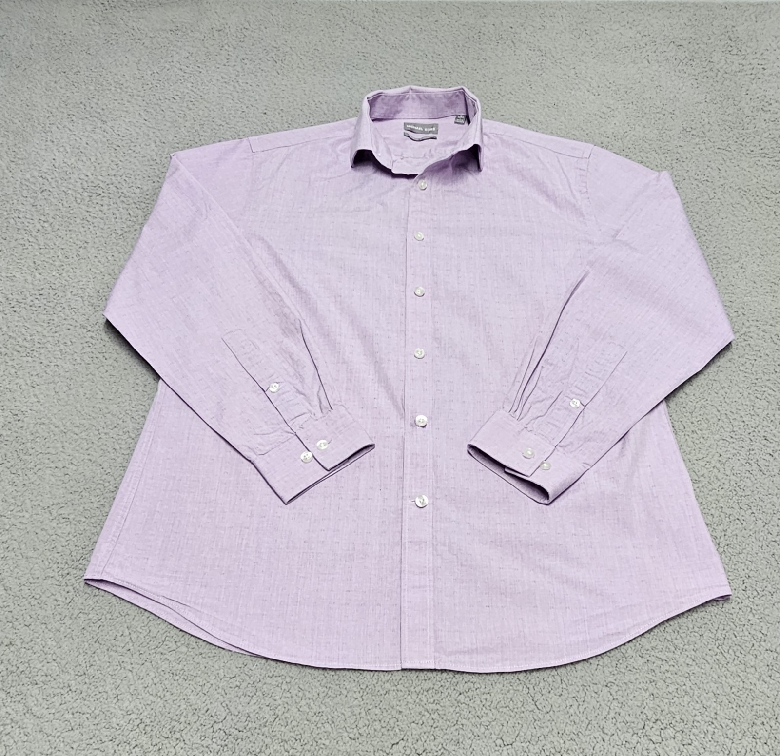 Michael Kors Mens slim fit stretch long sleeve shirt lavender size L 16 32/33