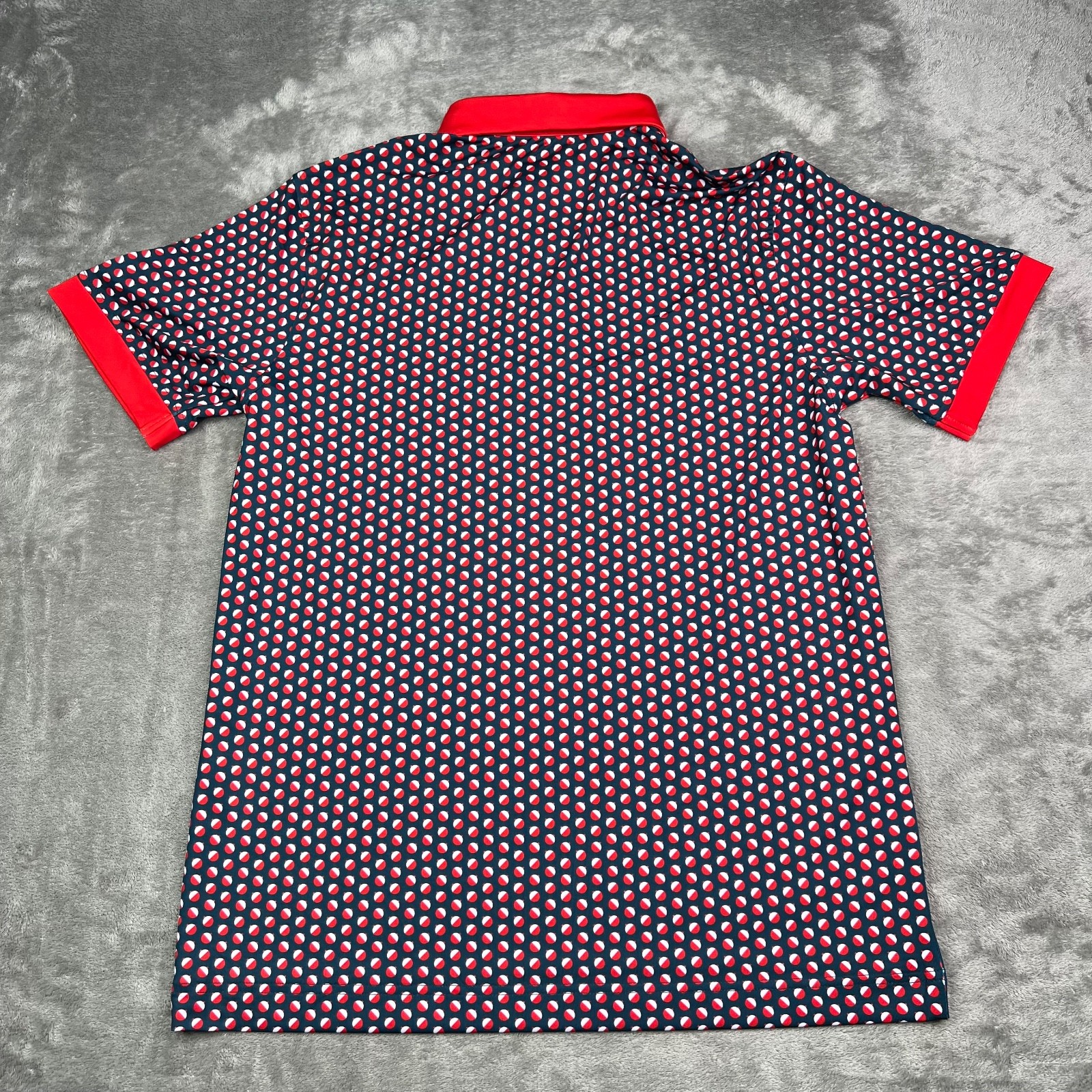 Waggle Polo Shirt Mens Medium Bobby Fishing Print Golf Performance Stretch New