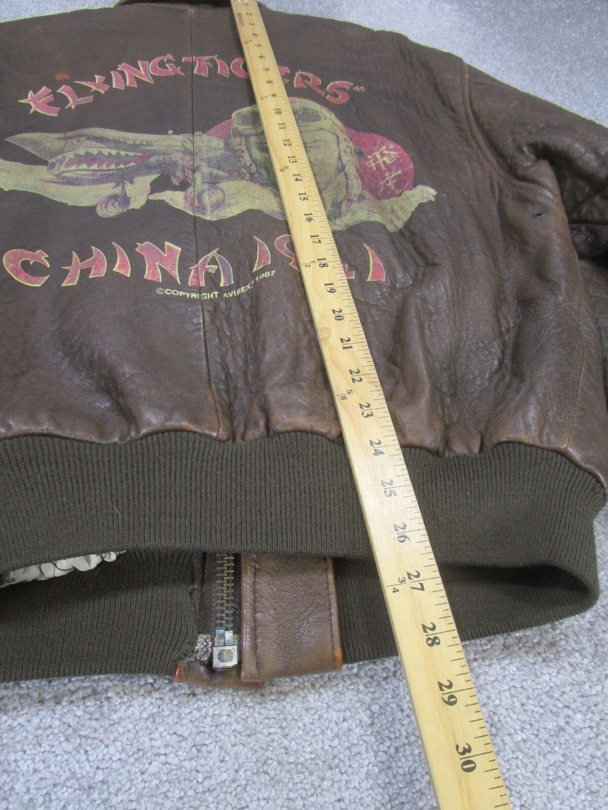 Avirex 2 Air Force Jacket Mens Large Brown Leather Bomber Flying Tigers China