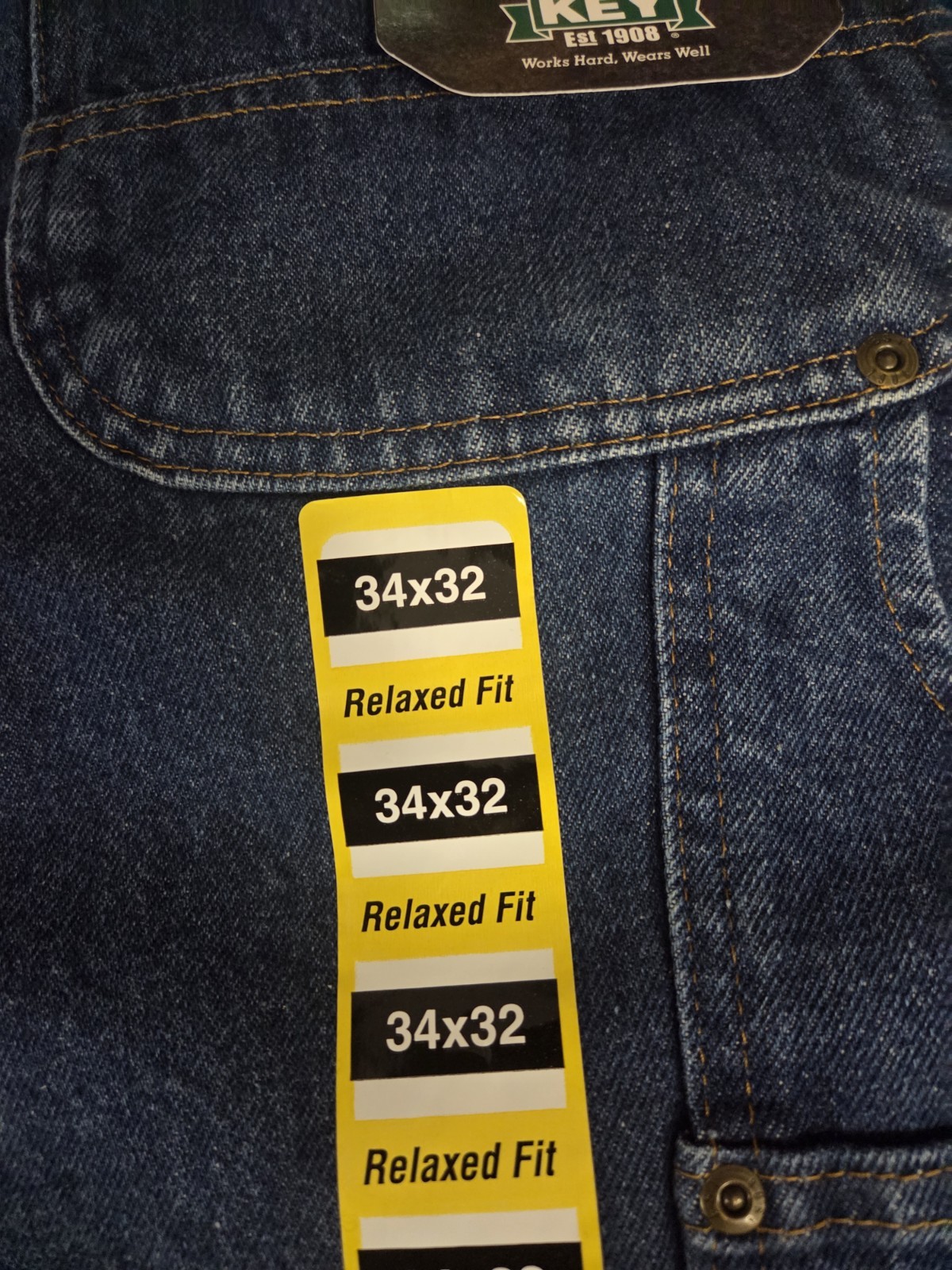 MENS KEY DENIM CARPENTER JEANS DOUBLE FRONT DUNGAREE RELAXED FIT NWT SIZE 34X32